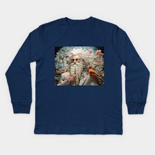 Wizard with Long White Beard and Glasses Kids Long Sleeve T-Shirt